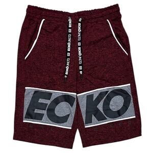 Ecko Unltd Men's Flyknit Marled Colorblock Activewear Shorts in Red Marled